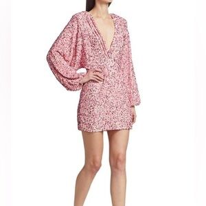 Retrofete Aubrielle Sequin Plunge Mini Dress In Pink Size XS